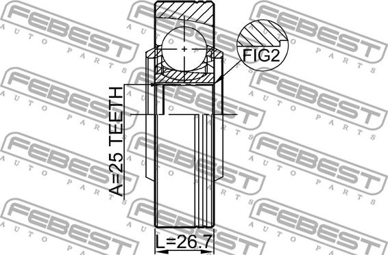 Febest 1911-X1SHAR - Шарнирный комплект, ШРУС, приводной вал avtokuzovplus.com.ua