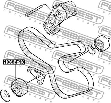 Febest 1988-F10 - Направляющий ролик, поликлиновый ремень autodnr.net