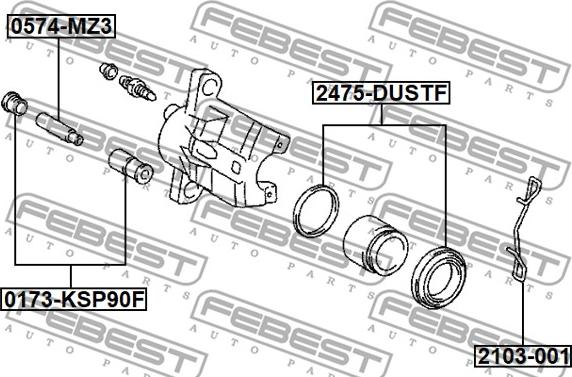 Febest 2103-001 - Пружина, колодки дискового гальма autocars.com.ua