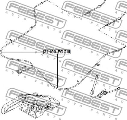 Febest 21100-FOCIII - Трос, гальмівна система autocars.com.ua