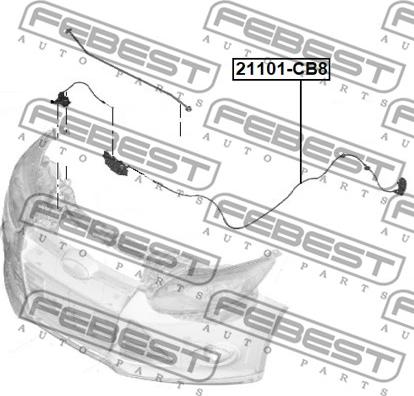 Febest 21101-CB8 - Тросик замка капота avtokuzovplus.com.ua