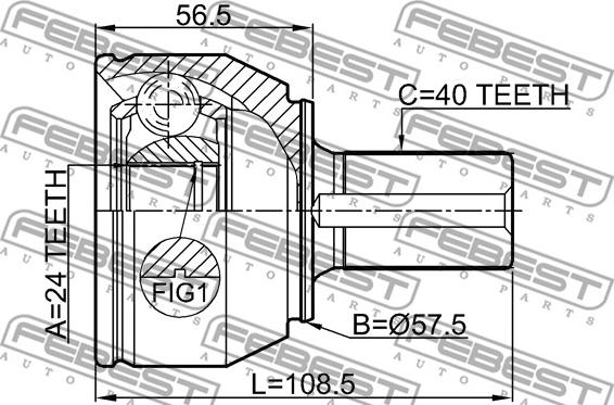 Febest 2110-CA216 - Шарнірний комплект, ШРУС, приводний вал autocars.com.ua