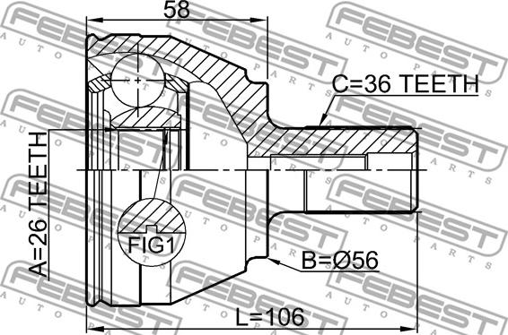 Febest 2110-CB4TD - Шарнірний комплект, ШРУС, приводний вал autocars.com.ua