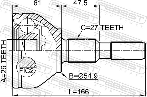 Febest 2110-CNGAT - Шарнірний комплект, ШРУС, приводний вал autocars.com.ua