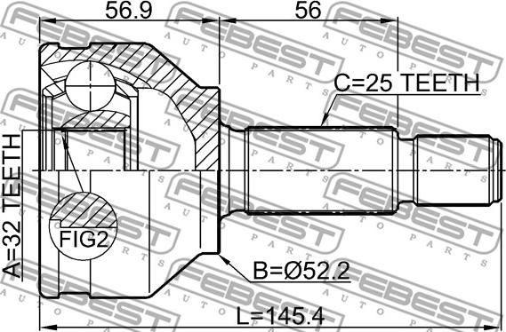 Febest 2110-FOCAU - Шарнірний комплект, ШРУС, приводний вал autocars.com.ua