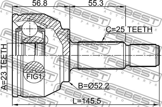 Febest 2110-FOCIIAU - Шарнірний комплект, ШРУС, приводний вал autocars.com.ua