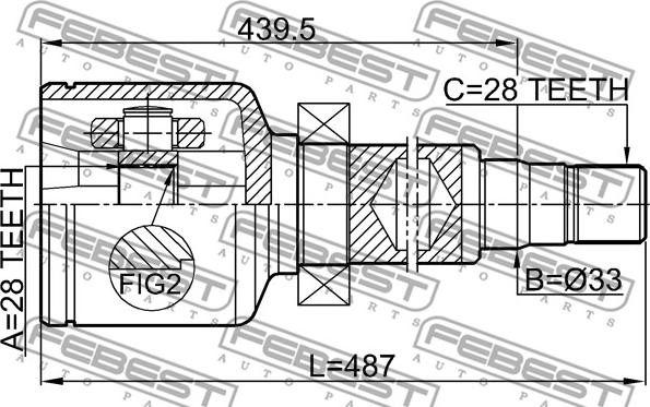 Febest 2111-AWF21RH - Шарнирный комплект, ШРУС, приводной вал avtokuzovplus.com.ua