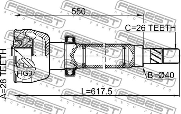 Febest 2111-CA1RH - Шарнирный комплект, ШРУС, приводной вал avtokuzovplus.com.ua