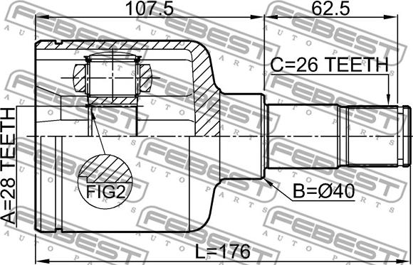 Febest 2111-CA220LH - Шарнирный комплект, ШРУС, приводной вал avtokuzovplus.com.ua