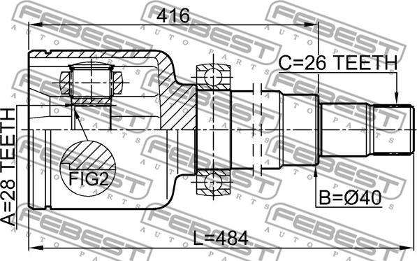 Febest 2111-CA220RH - Шарнірний комплект, ШРУС, приводний вал autocars.com.ua