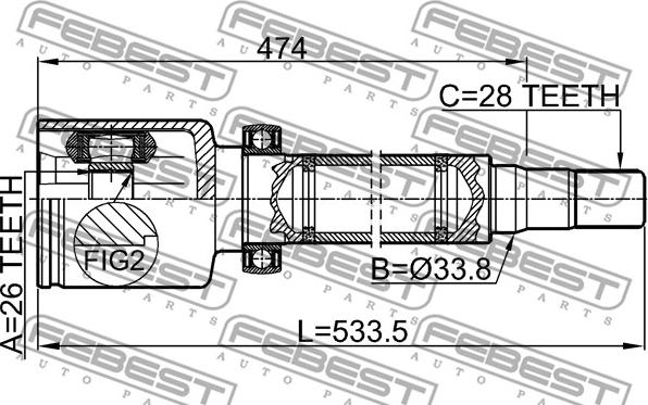 Febest 2111-CA2RH - Шарнірний комплект, ШРУС, приводний вал autocars.com.ua