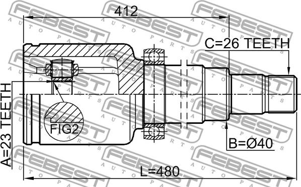 Febest 2111-CB320ATRH - Шарнирный комплект, ШРУС, приводной вал avtokuzovplus.com.ua