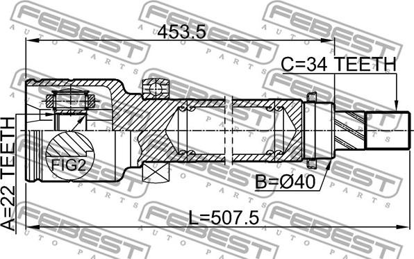 Febest 2111-CB8RH - Шарнірний комплект, ШРУС, приводний вал autocars.com.ua