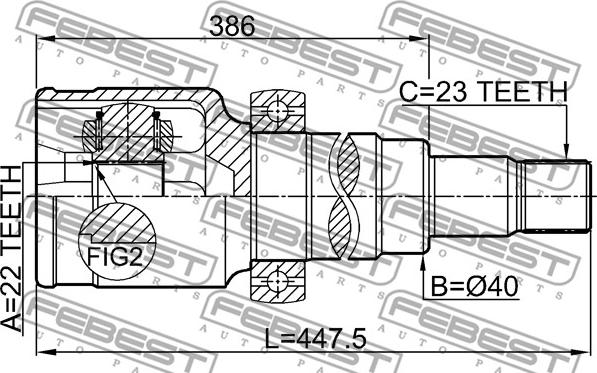 Febest 2111-CB8 - Шарнирный комплект, ШРУС, приводной вал avtokuzovplus.com.ua