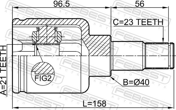 Febest 2111-FUSMTLH - Шарнірний комплект, ШРУС, приводний вал autocars.com.ua