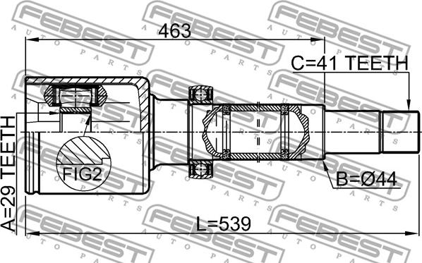 Febest 2111-TT9DRH - Шарнірний комплект, ШРУС, приводний вал autocars.com.ua