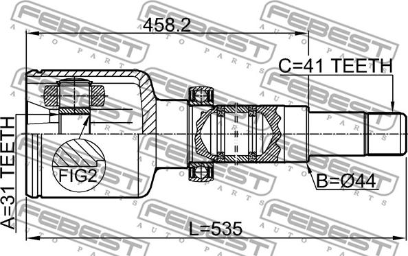 Febest 2111-TT9RH - Шарнірний комплект, ШРУС, приводний вал autocars.com.ua