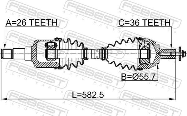 Febest 2114-CB4LH - Приводной вал avtokuzovplus.com.ua