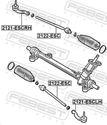 Febest 2122-ESC - Осьовий шарнір, рульова тяга autocars.com.ua