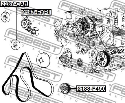 Febest 2187-EXPII - Паразитний / провідний ролик, поліклиновий ремінь autocars.com.ua