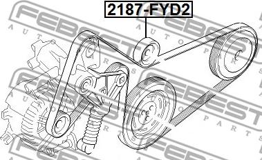 Febest 2187-FYD2 - Направляющий ролик, поликлиновый ремень avtokuzovplus.com.ua