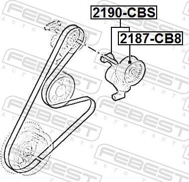 Febest 2190-CBS - Натягувач ременя, клинові зуб. autocars.com.ua