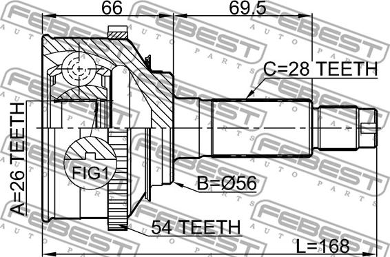 Febest 2210-016A54 - ШРУС autocars.com.ua