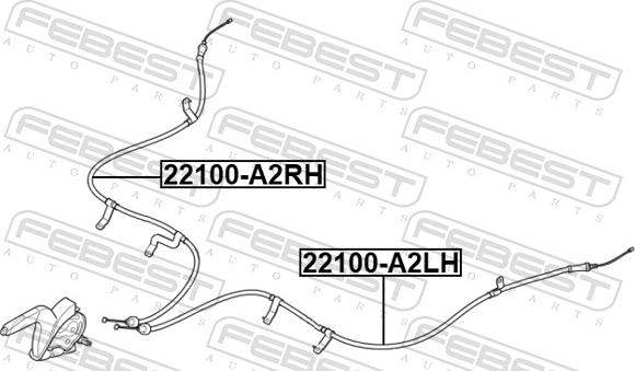 Febest 22100-A2LH - Трос, гальмівна система autocars.com.ua