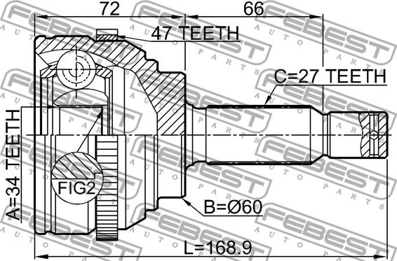 Febest 2210-MAGA47 - ШРУС autocars.com.ua