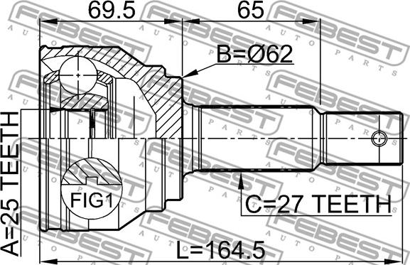 Febest 2210-NSP27A48 - шрус зовнішній 25x62x27 autocars.com.ua