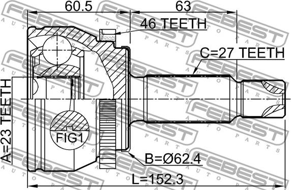 Febest 2210-SOULB2A46 - Шарнирный комплект, ШРУС, приводной вал autodnr.net