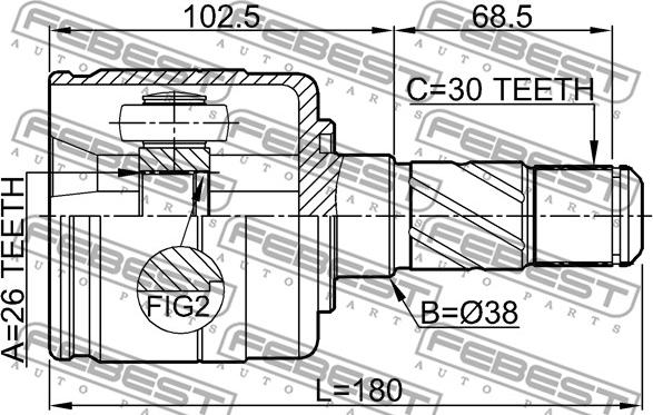 Febest 2211-BLLH - ШРУС autocars.com.ua