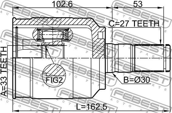 Febest 2211-D4224 - Шарнірний комплект, ШРУС, приводний вал autocars.com.ua