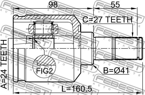 Febest 2211-NS20LH - Шарнірний комплект, ШРУС, приводний вал autocars.com.ua