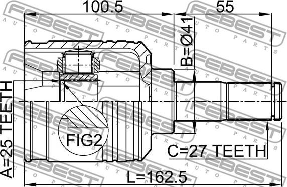 Febest 2211-NS27LH - Шарнирный комплект, ШРУС, приводной вал avtokuzovplus.com.ua