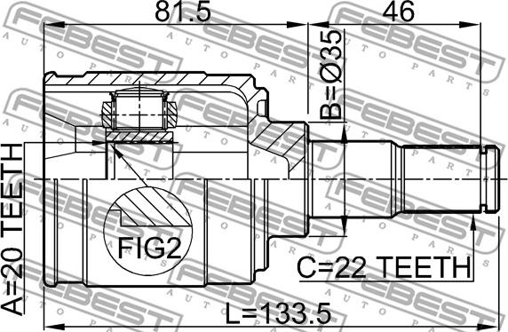 Febest 2211-PICAT - Шарнірний комплект, ШРУС, приводний вал autocars.com.ua