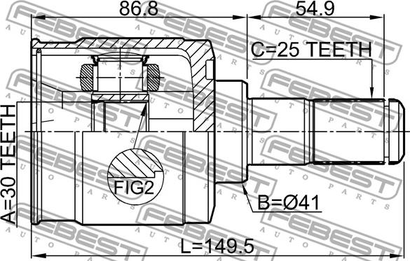 Febest 2211-RIO - Шарнірний комплект, ШРУС, приводний вал autocars.com.ua