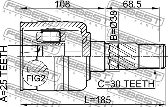 Febest 2211-SORLH - Шарнірний комплект, ШРУС, приводний вал autocars.com.ua