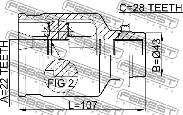 Febest 2211-SPARH - Шарнірний комплект, ШРУС, приводний вал autocars.com.ua