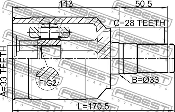 Febest 2211-XM12LH - Шарнирный комплект, ШРУС, приводной вал avtokuzovplus.com.ua