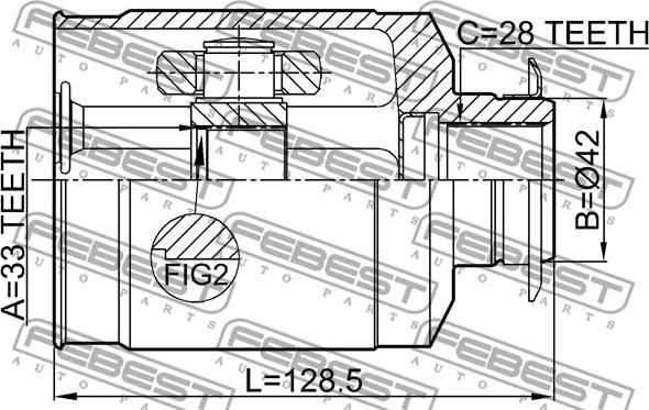 Febest 2211-XM12RH - Шарнірний комплект, ШРУС, приводний вал autocars.com.ua