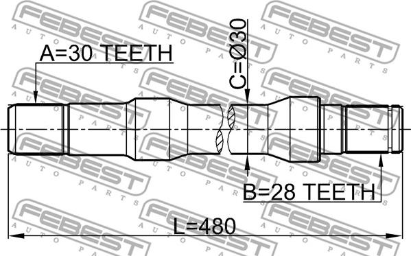 Febest 2212-SOR - Приводний вал autocars.com.ua