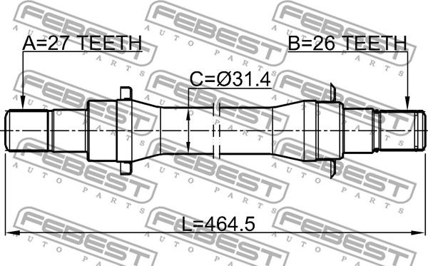 Febest 2212-SP4WDMT - Приводний вал autocars.com.ua