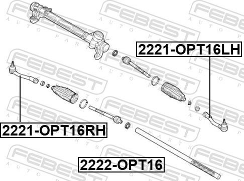 Febest 2222-OPT16 - Осевой шарнир, рулевая тяга avtokuzovplus.com.ua