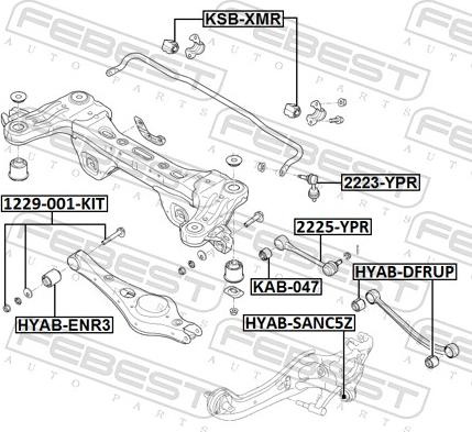 Febest 2223-YPR - Тяга / стійка, стабілізатор autocars.com.ua