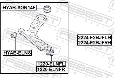 Febest 2224-F2BJFLH - Важіль незалежної підвіски колеса autocars.com.ua