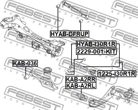 Febest 2229-001-KIT - болт з ексцентриком ремкомплект болт. шайба. гайка autocars.com.ua