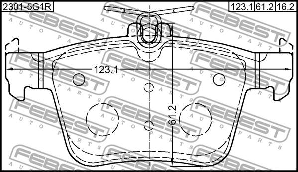 Febest 2301-5G1R - Гальмівні колодки, дискові гальма autocars.com.ua