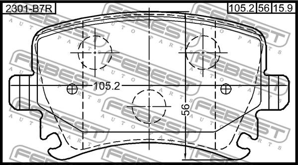 Febest 2301-B7R - Тормозные колодки, дисковые, комплект autodnr.net