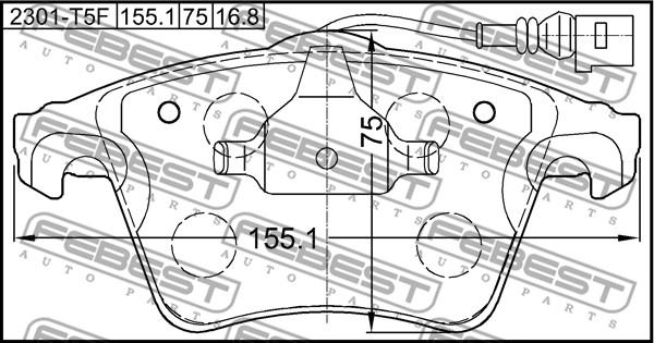 Febest 2301-T5F - Гальмівні колодки, дискові гальма autocars.com.ua